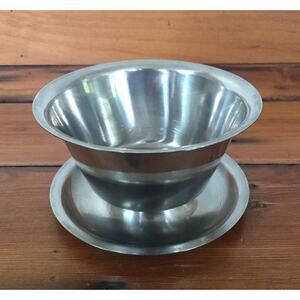 Vtg Danish Modern Raimond Denmark Stainless Gravy Dip Snack Bowl & Under Plate